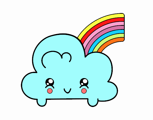 Nube con arco iris kawaii