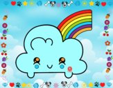 Nube con arco iris kawaii