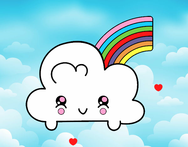 Nube con arco iris kawaii