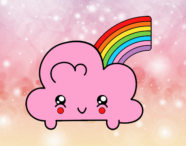 Nube con arco iris kawaii