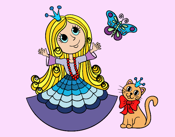 Princesa con gato y mariposa