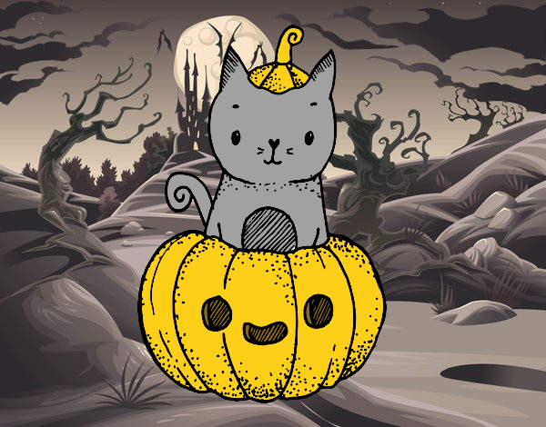 Un gatito de Halloween