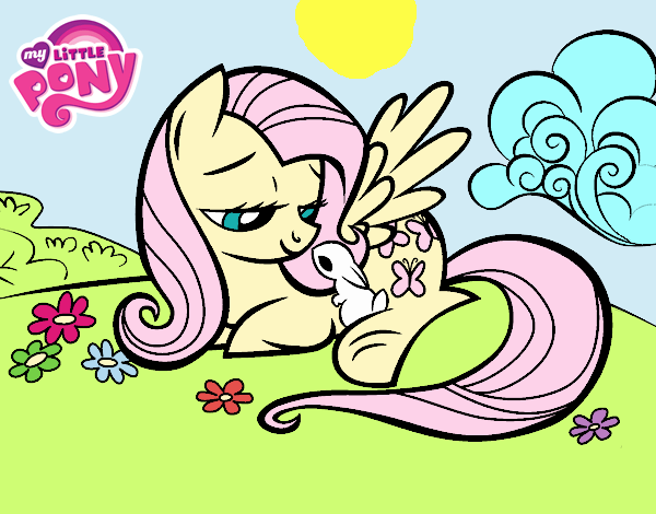 Fluttershy con un conejito