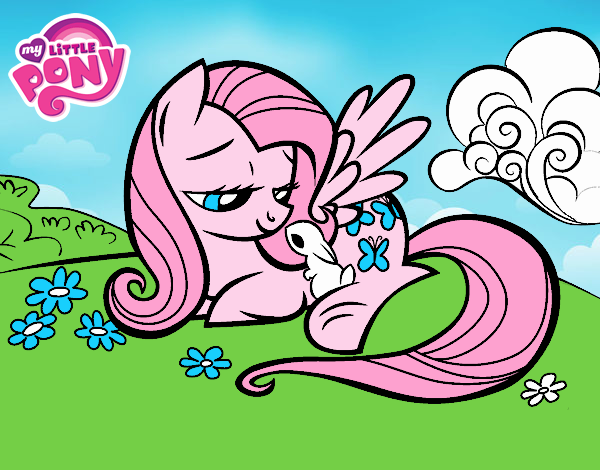 Fluttershy con un conejito