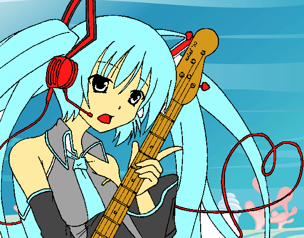 miku con guitarra