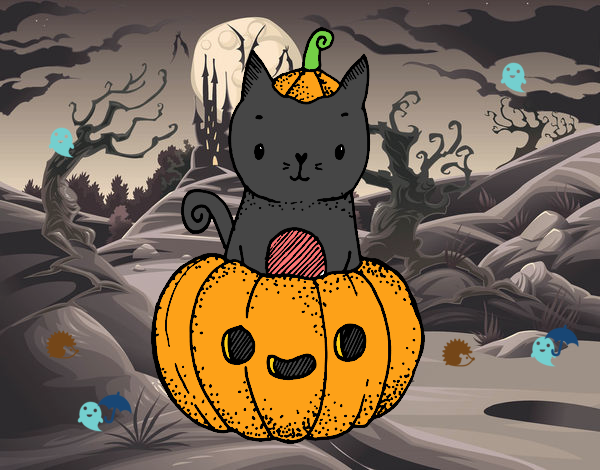 Un gatito de Halloween