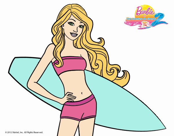 Barbie con tabla de surf