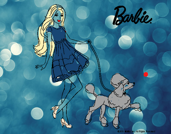 Barbie paseando a su mascota