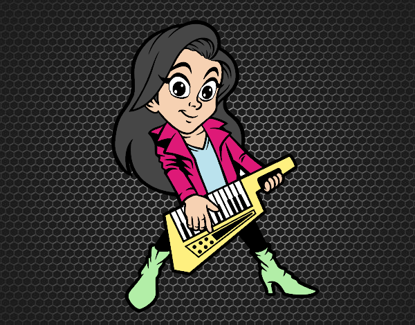 Chica tocando el keytar