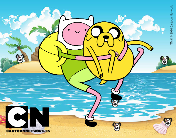 Finn y Jake abrazados