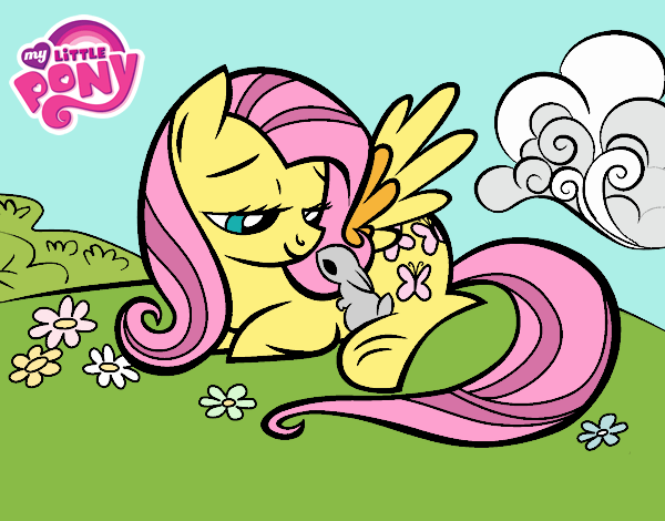 Fluttershy con un conejito