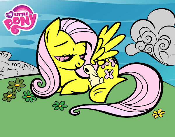 Fluttershy con un conejito