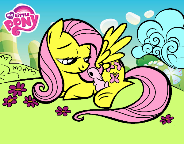 Fluttershy con un conejito