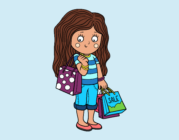 Niña con compras de verano