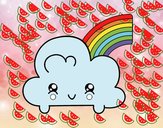 Nube con arco iris kawaii