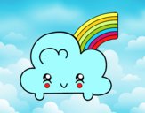 Nube con arco iris kawaii