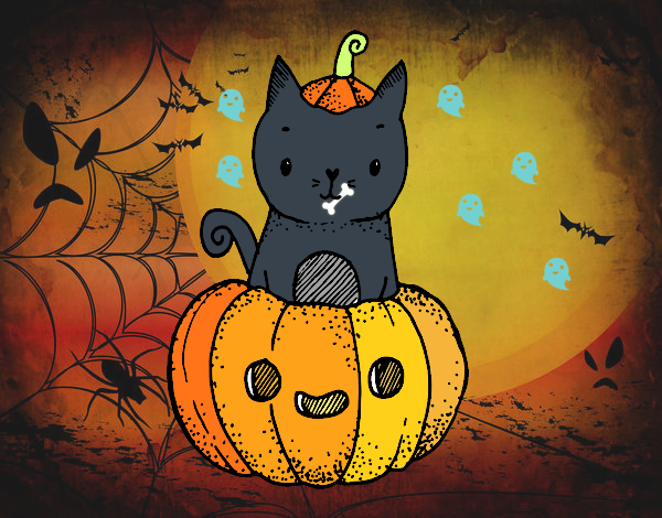 Un gatito de Halloween