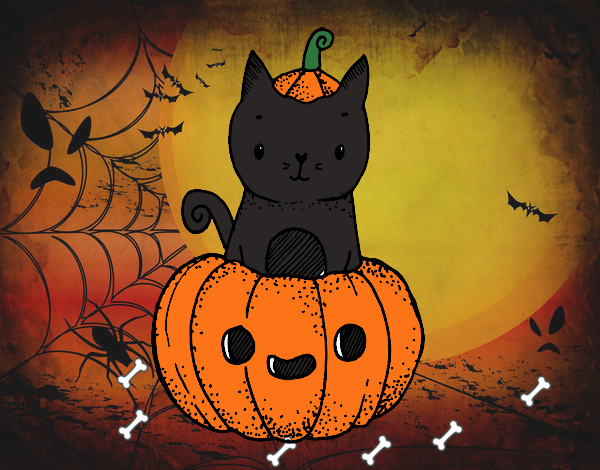 Un gatito de Halloween