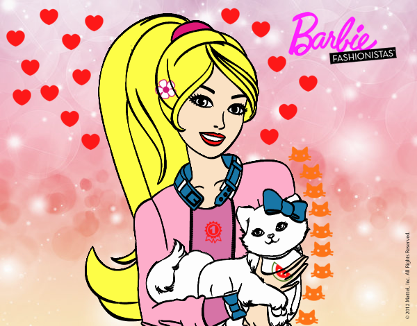 Barbie con su linda gatita