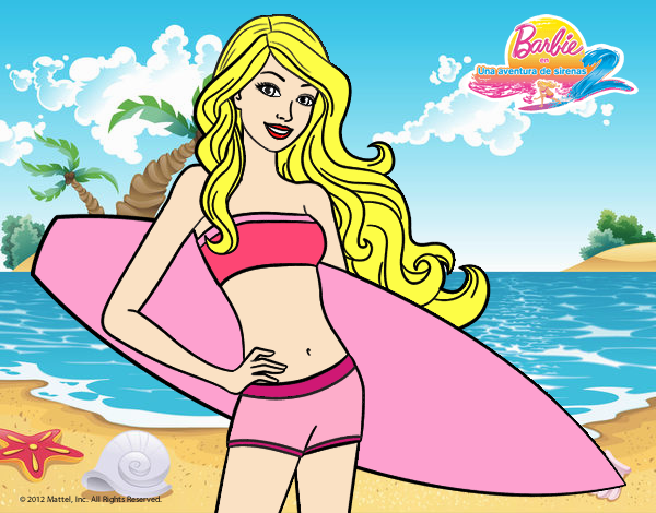 Barbie con tabla de surf