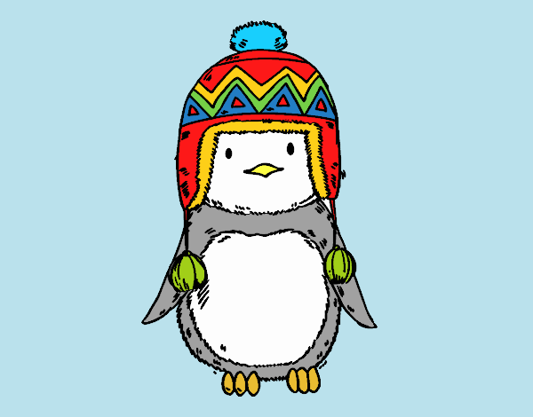 Bebé pingüino con gorrito