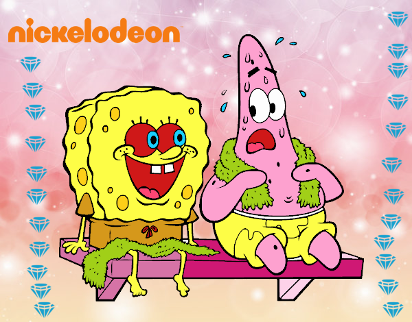 Bob Esponja y Patricio en bañador