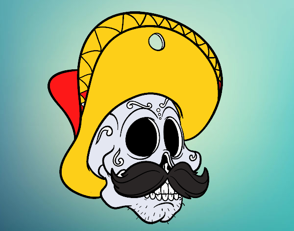 Calavera mejicana con bigote