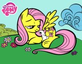 Fluttershy con un conejito