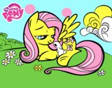 Fluttershy con un conejito