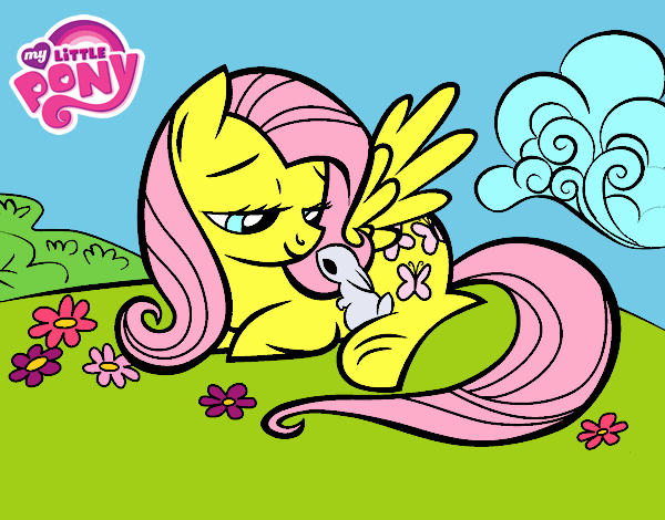 Fluttershy con un conejito