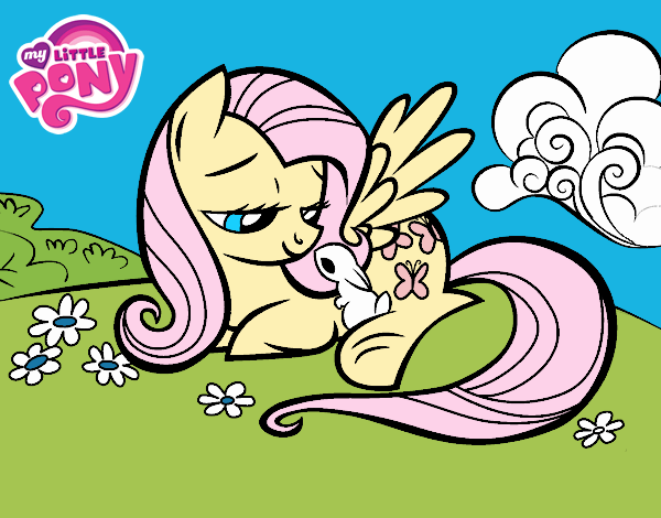 Fluttershy con un conejito