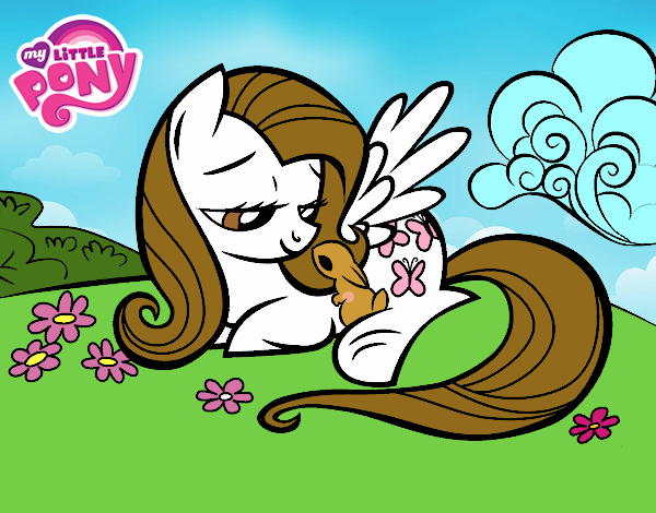 Fluttershy con un conejito