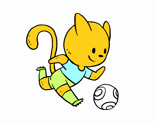 Gato jugando a fútbol