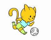 Gato jugando a fútbol