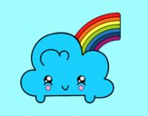 Nube con arco iris kawaii