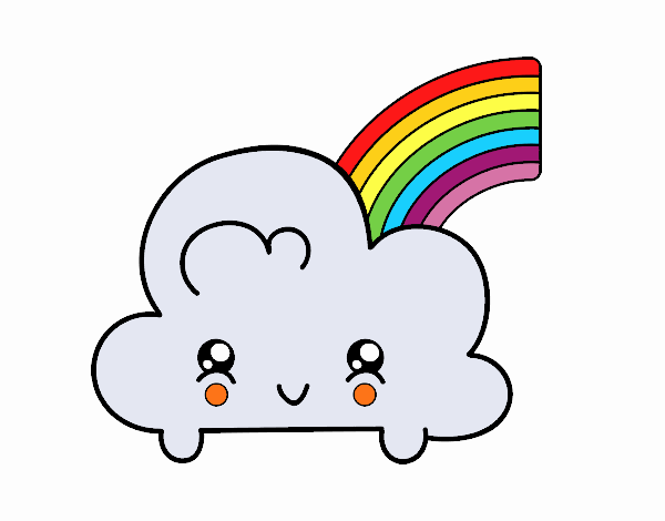 Nube con arco iris kawaii