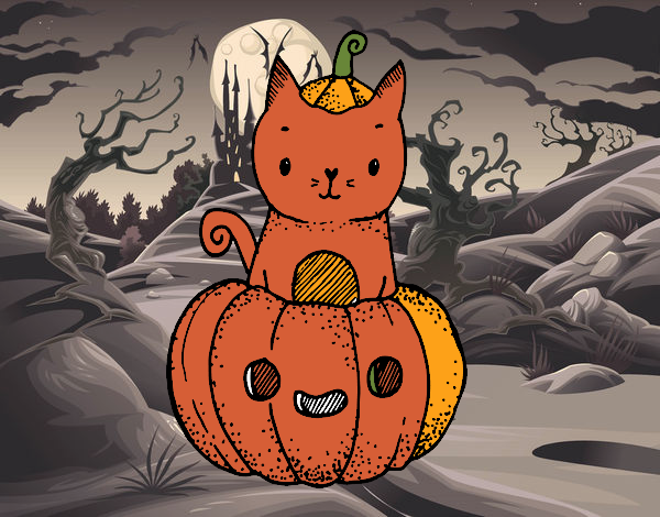 Un gatito de Halloween