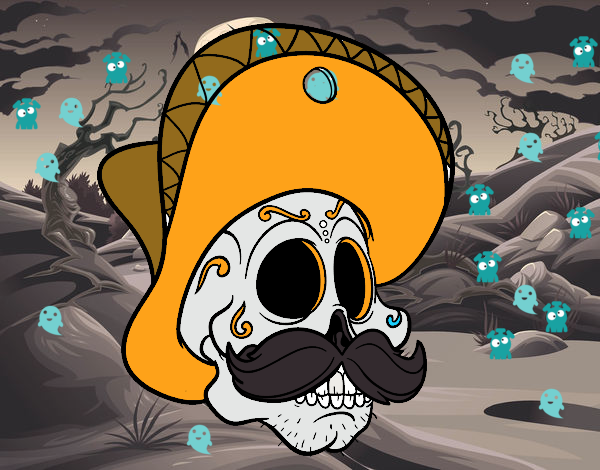 Calavera mejicana con bigote