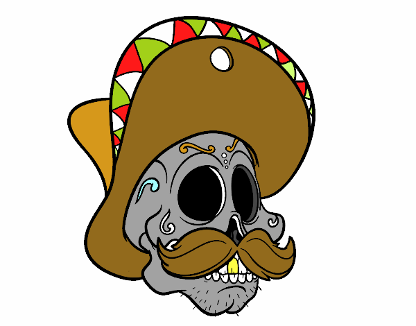 Calavera mejicana con bigote