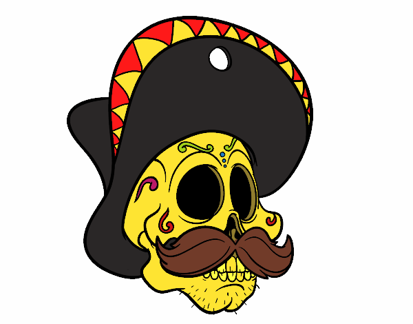 Calavera mejicana con bigote