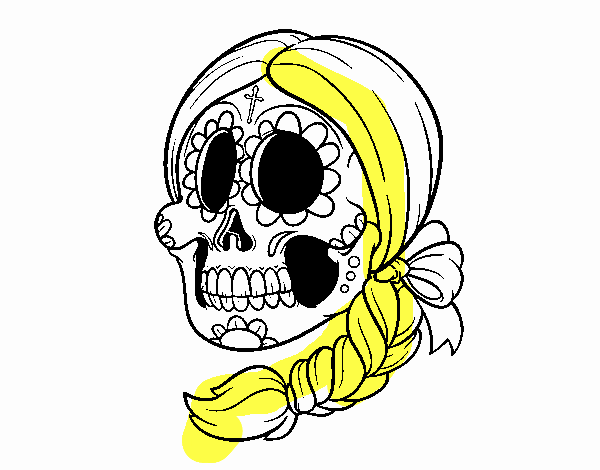 Calavera mejicana con trenza