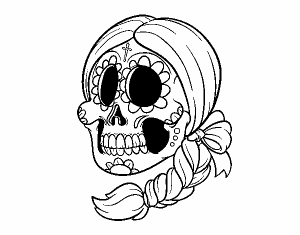 Calavera mejicana con trenza