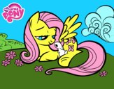 Fluttershy con un conejito