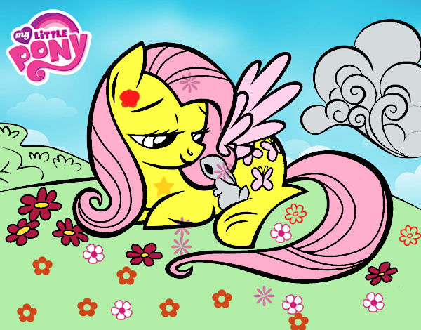 Fluttershy con un conejito