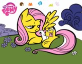 Fluttershy con un conejito