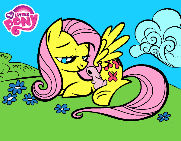 Fluttershy con un conejito