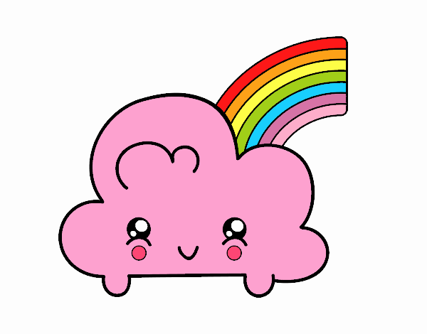 Nube con arco iris kawaii