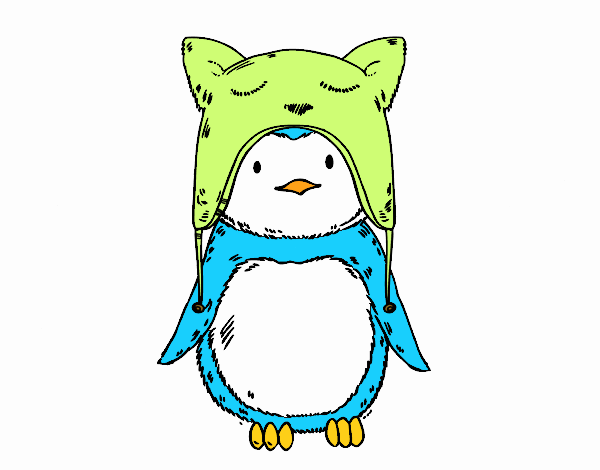 Pingüino con gorrito divertido