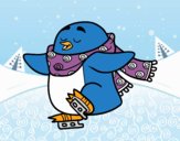 Pingüino patinando sobre hielo