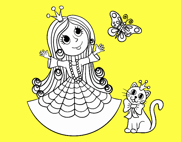 Princesa con gato y mariposa